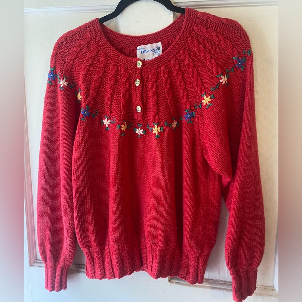 vintage cardigan with embroidered flowers